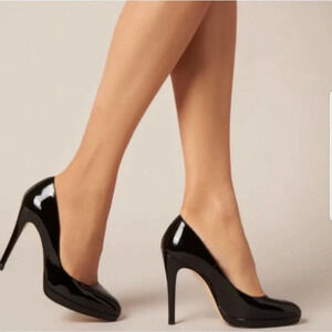 L.K. Bennett Womens Sledge Patent Leather Heels Size 8 Black Platform Pump